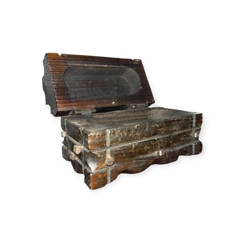Vintage gesneden houten kist - rustiek ambacht, Huis en Inrichting, Woonaccessoires | Overige, Gebruikt, Ophalen of Verzenden