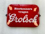 Oud Grolsch bier emaille reclamebord, Reclamebord, Plaat of Schild, Grolsch, Gebruikt, Ophalen of Verzenden