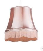 Schitterende grote vintage lampenkap met roze franjes nieuw, Ophalen of Verzenden