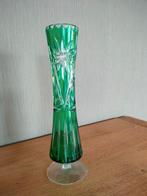 Vase en cristal vert sur pied, Antiquités & Art, Enlèvement