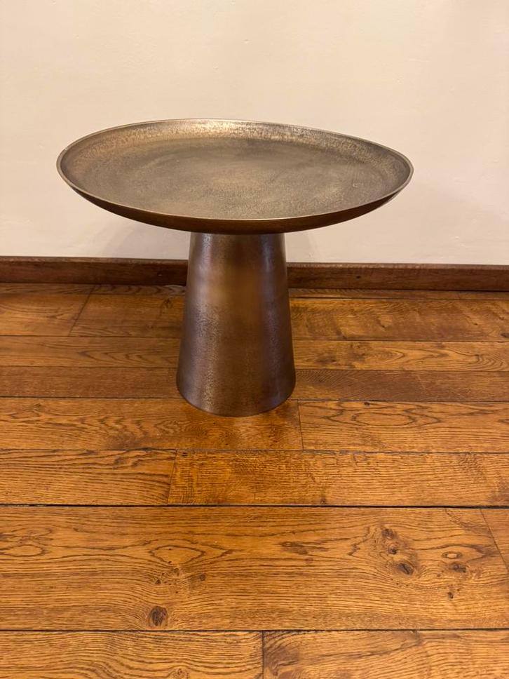 Bijzettafel metaal, Huis en Inrichting, Tafels | Bijzettafels, Nieuw, Rond, 45 tot 60 cm, Minder dan 55 cm, Metaal of Aluminium