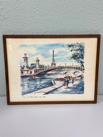 Antiek Schilderij Pont Alexandre III Parijs brug Seine paris beschikbaar voor biedingen