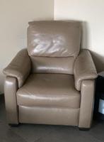 Beige/Bruine leren eenzit/fauteuils, Huis en Inrichting, Fauteuils, Ophalen, Neutraal, Zo goed als nieuw, 75 tot 100 cm