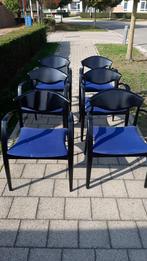 6 stoelen zwart blauw, Huis en Inrichting, Stoelen, Ophalen, Gebruikt, Zwart, Vijf, Zes of meer stoelen