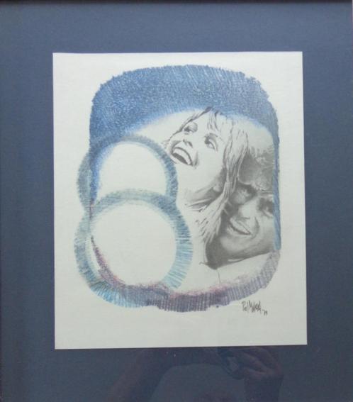 POL MARA / KOPPEL / KLEURLITHO / 44x39cm / KADER, Antiek en Kunst, Kunst | Litho's en Zeefdrukken, Ophalen of Verzenden