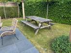 Hardhouten picknicktafel, Tuin en Terras, Picknicktafels, Ophalen, Gebruikt, Rechthoekig, Hout
