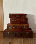 set 4 oude reiskoffers / valiezen - decoratie brocante, Antiek en Kunst, Ophalen