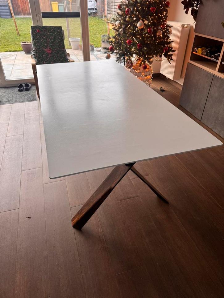 Ijzeren eettafel, Huis en Inrichting, Tafels | Eettafels, Gebruikt, 50 tot 100 cm, 150 tot 200 cm, Vijf personen of meer, Rechthoekig