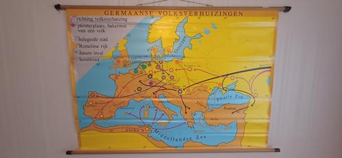 Schoolkaart schoolplaat Germaanse Volksverhuizingen, Antiek en Kunst, Antiek | Schoolplaten, Geschiedenis, Ophalen