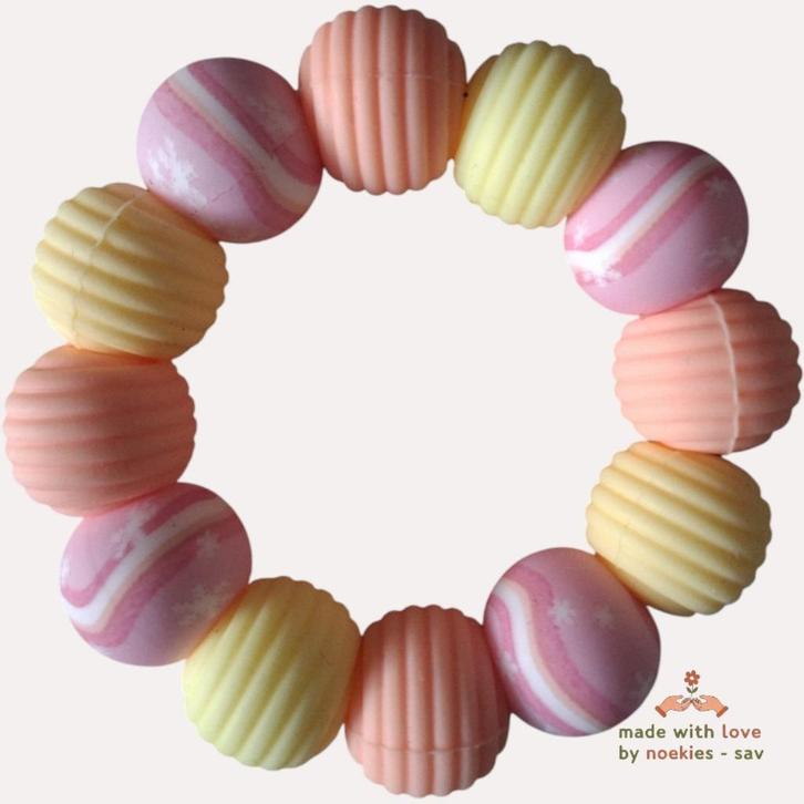 Noekies Bijtring lichtroze oranje geel, Kinderen en Baby's, Speelgoed | Babyspeelgoed, Nieuw, Overige typen, Verzenden