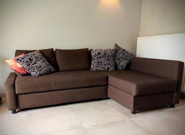 Slaapbank Opberger Ikea FRIHETEN, Huis en Inrichting, Slaapkamer | Slaapbanken, Gebruikt, Tweepersoons, Bruin, Ophalen