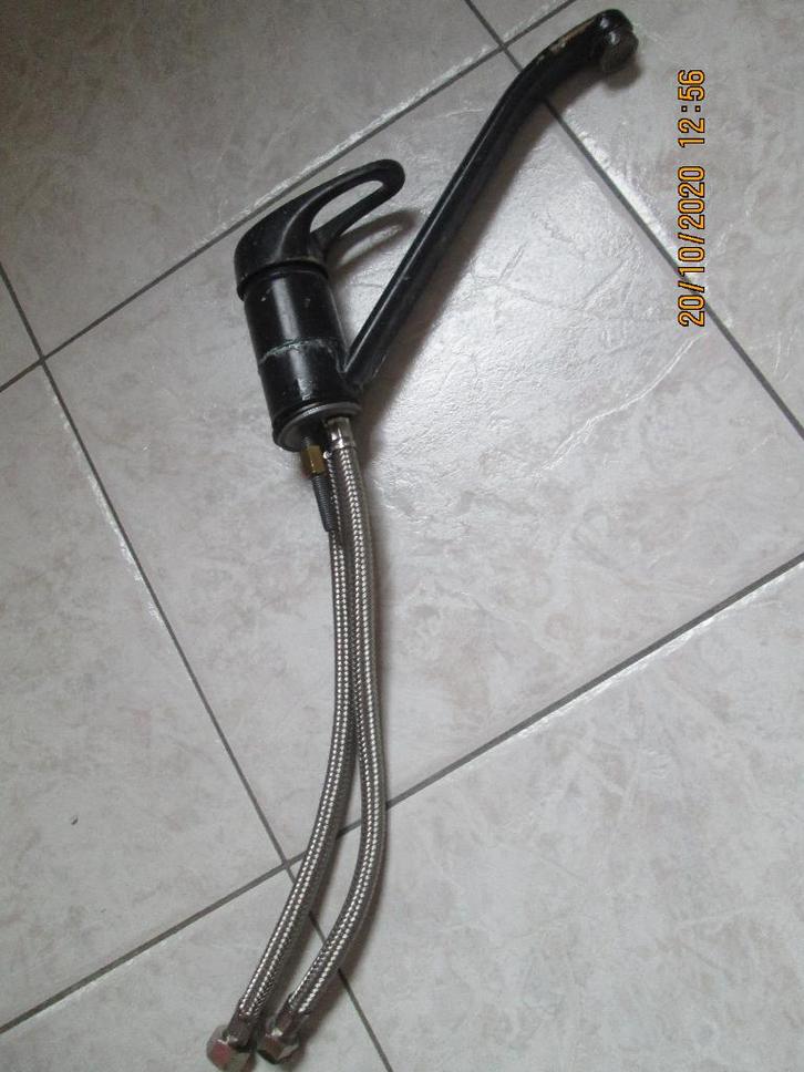 Robinet mitigeur noir de cuisine, Doe-het-zelf en Bouw, Sanitair, Gebruikt, Kraan, Chroom, Ophalen of Verzenden