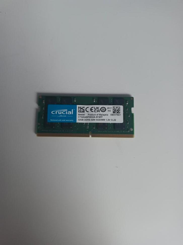 Crucial 32GB DDR4 Laptop RAM – 3200MHz SODIMM, Computers en Software, RAM geheugen, Zo goed als nieuw, Laptop, 32 GB, DDR4, Ophalen
