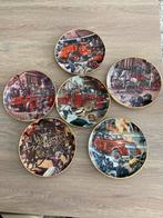 6 borden pompiers en brandweerauto's. Franklin Mint-platen., Ophalen of Verzenden