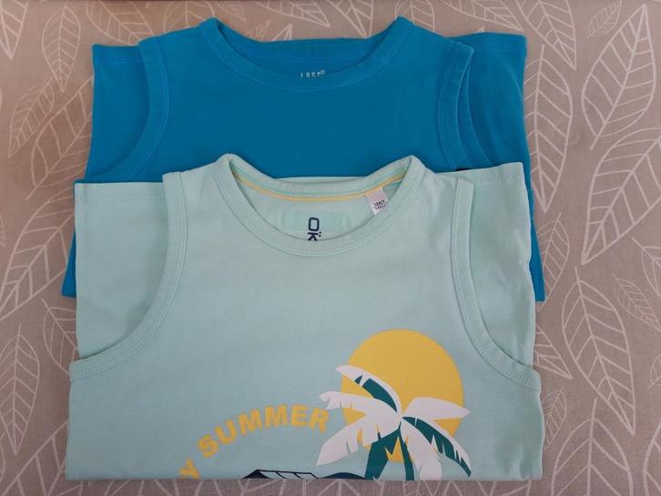 2 t-shirts zonder mouw jongen 140-10j in heel mooie staat!, Kinderen en Baby's, Kinderkleding | Maat 140, Zo goed als nieuw, Jongen