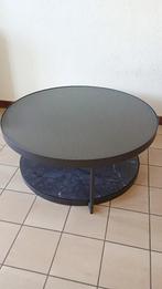 Salontafel antraciet marmerpatroon/zwart glas, Huis en Inrichting, Tafels | Salontafels, Ophalen, 50 tot 100 cm, Rond, 50 tot 100 cm