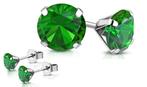 Stalen oorbellen zirkonia 9mm emerald, Ophalen of Verzenden, Nieuw