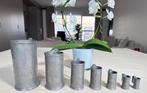 Set met 7 authentieke, vintage tinnen maatbekers / tin, Antiek en Kunst, Antiek | Tin, Ophalen of Verzenden