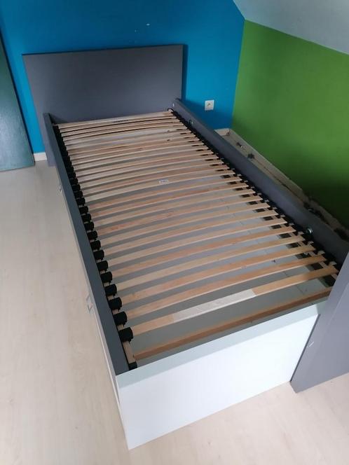 Eenpersoonsbed met lattenbodem en grote schuif, Huis en Inrichting, Slaapkamer | Bedden, Gebruikt, Eenpersoons, 100 cm, 200 cm