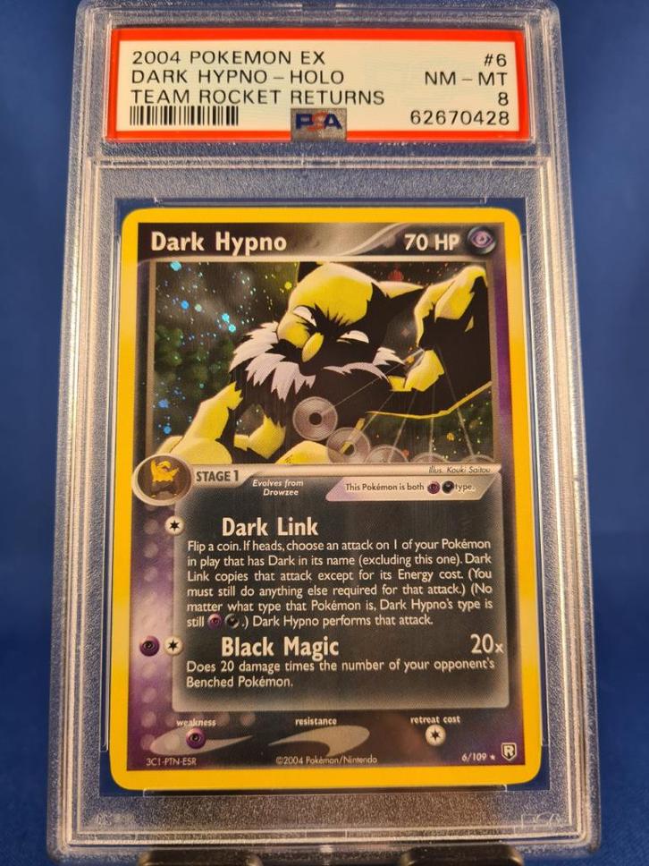 Dark Hypno 6/109 - Team Rocket Returns (PSA 8), Hobby en Vrije tijd, Verzamelkaartspellen | Pokémon, Gebruikt, Verzenden