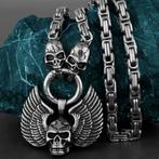 Koningsketting met skull hanger, Verzenden, Nieuw, Zilver, Overige materialen