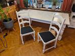 Massief geschilderde eettafel met 4 stoelen, Huis en Inrichting, Tafels | Eettafels, Ophalen, Gebruikt
