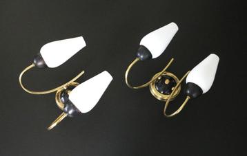 Set fifties Franse Wandlampen - Vintage messing verlichting  beschikbaar voor biedingen