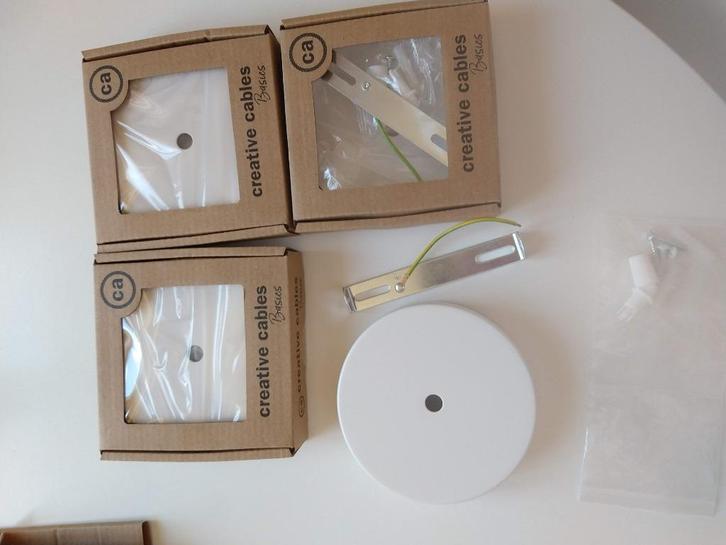 Cache-piton 4x, blanc, métal, Huis en Inrichting, Lampen | Overige, Nieuw, Ophalen