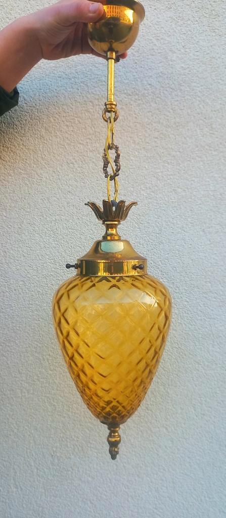 Lampe à suspension Ananas Artdeco Laiton, Antiquités & Art, Antiquités | Éclairage, Enlèvement ou Envoi