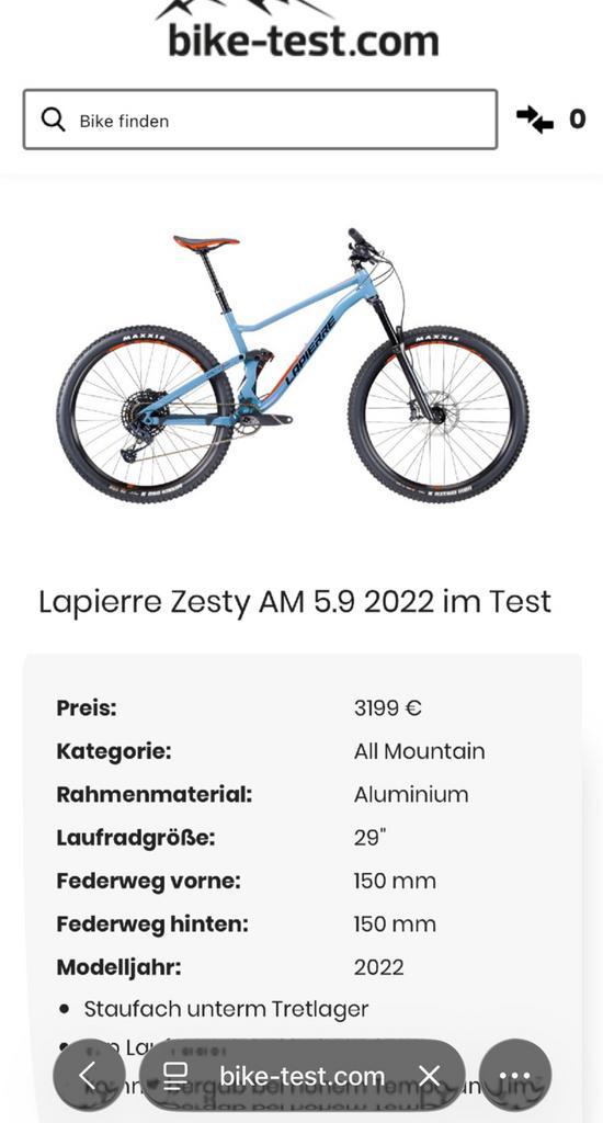 Lapierre Zesty AM 5.9 2022, Fietsen en Brommers, Fietsen | Mountainbikes en ATB, Gebruikt, Heren, Ophalen of Verzenden