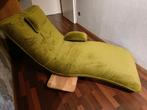 Vintage groene suede ligzetel, Ophalen, Gebruikt, Eenpersoons, Vintage