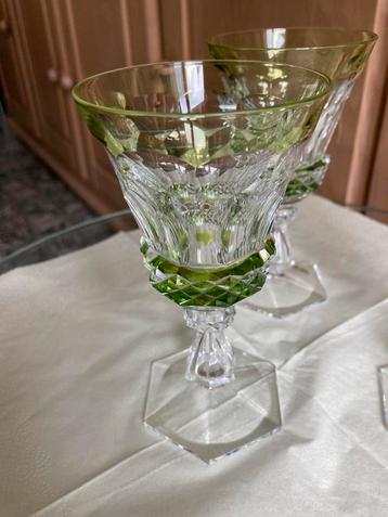 3 Saint-Louis Tommy kristallen glazen chartreuse groen. beschikbaar voor biedingen