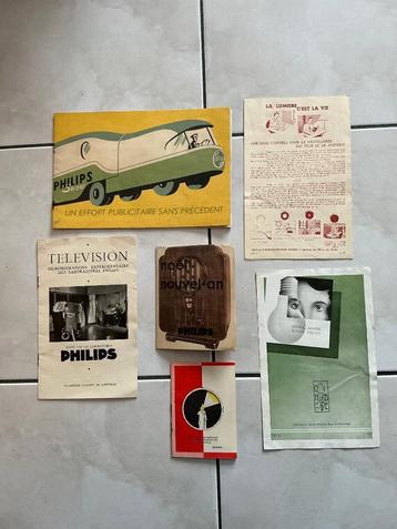 Lot de 6 publicités pour PHILIPS, années 30' et 50'., Collections, Enlèvement ou Envoi, Utilisé, Autres types