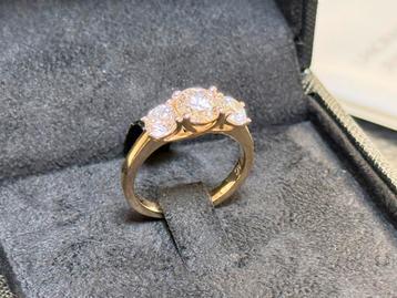 Gouden ring met 3 diamanten 2.09ct! nieuw & certificaat! beschikbaar voor biedingen