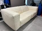 Witte leren zetel, Huis en Inrichting, Ophalen, Gebruikt, 150 tot 200 cm, Driepersoons