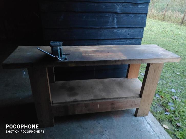 Houten werkbank., Doe-het-zelf en Bouw, Werkbanken, Bankschroef, Ophalen