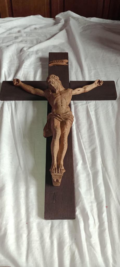 Crucifix ancien bois 65x41x9, Antiquités & Art, Antiquités | Objets religieux, Enlèvement ou Envoi