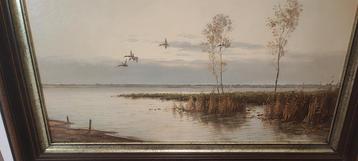 Landschap met wegvliegende eenden beschikbaar voor biedingen