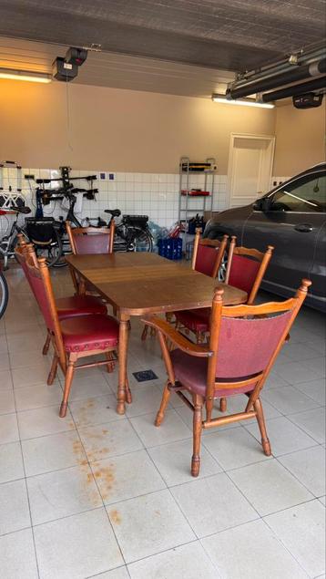 Salle à manger classique en chêne — table avec 6 chaises, Enlèvement, Utilisé, Klassiek, 4 à 6 chaises
