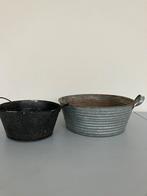 2 Zinken kuipen/bloembakjes., Tuin en Terras, Ophalen of Verzenden