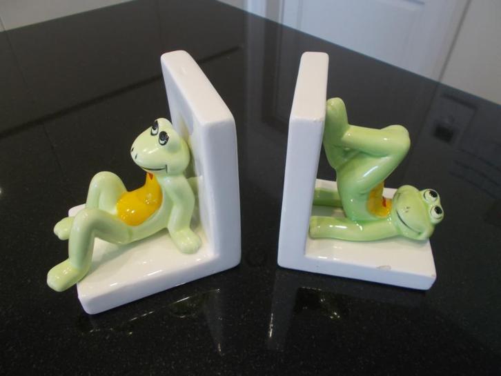2 vintage boekensteunen aardewerk glazuur jaren 80 = 5 euro, Antiek en Kunst, Curiosa en Brocante, Ophalen of Verzenden