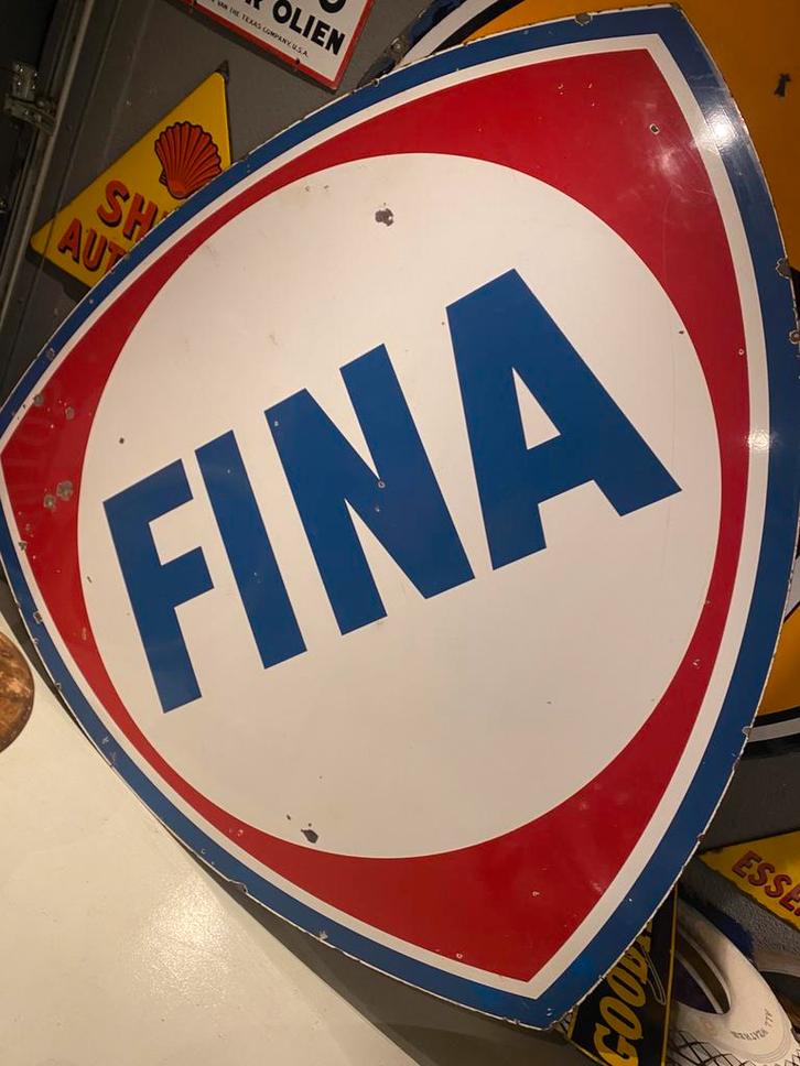 Prachtig groot emaille Fina reclamebord XXL, Verzamelen, Merken en Reclamevoorwerpen, Zo goed als nieuw, Reclamebord, Ophalen