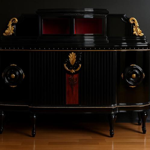 Luxe dressoir in Art Deco — zwart en glanzend goud, Antiek en Kunst, Antiek | Meubels | Kasten, Verzenden