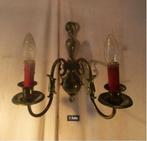 Mooi oude Koperen Wandlamp met 2 lichtpunten, Antiquités & Art, Antiquités | Éclairage, Enlèvement ou Envoi