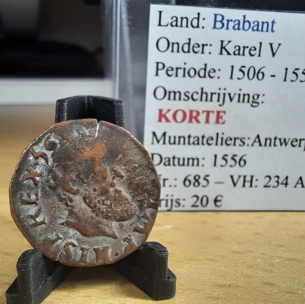 Korte - Karel V - 1556 - Antwerpen - @20€, Postzegels en Munten, Munten | België, Ophalen of Verzenden, Overig, Losse munt