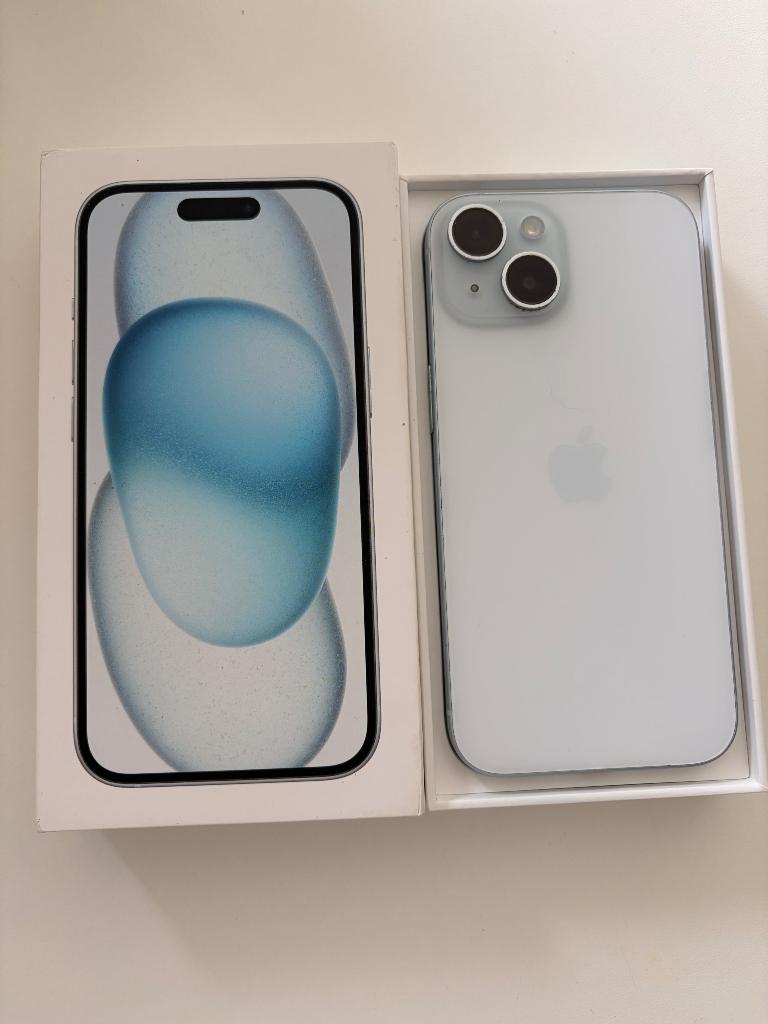 iPhone 15 bleu clair, Télécoms, Téléphonie mobile | Apple iPhone, Avec simlock (verrouillage SIM), 128 GB, IPhone 15, 88 %