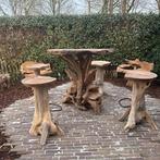 Unieke boomstam bartafel set, Jardin & Terrasse, Neuf, Chaise, Bois, Enlèvement