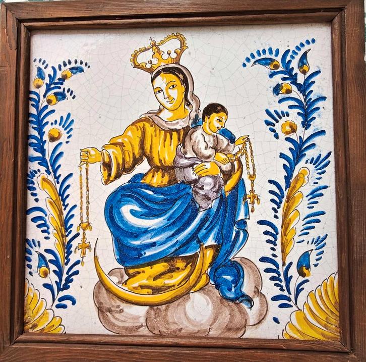 Grand carreau de céramique (Azulejo) Marie du Rosaire, Antiquités & Art, Antiquités | Céramique & Poterie, Enlèvement