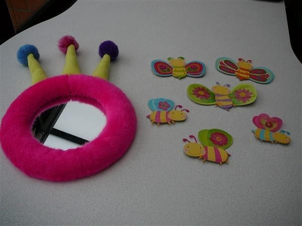 Mooie spiegel+stickers voor kinderkamer, Ophalen, Gebruikt, Spiegel