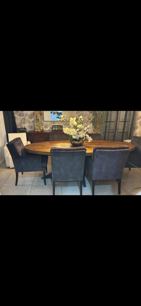 6 eetkamer stoelen in  velvet, Huis en Inrichting, Ophalen, Zo goed als nieuw